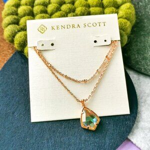 Kendra Scott Cory Blush Dichroic Glass Necklace Rose Gold